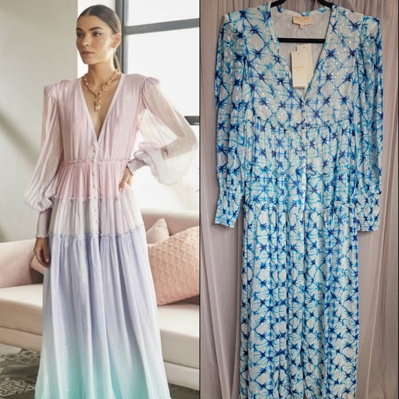 NWT Revolve Roccoco Sand Volna Printed Maxi Dress Blue Multi Size Small - Picture 1 of 11